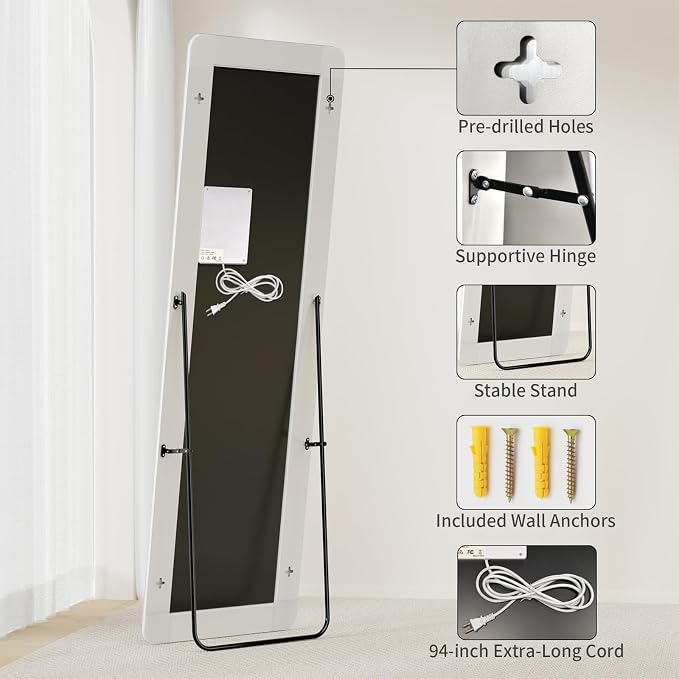 Koonmi LED Full Length Mirror, Lighted Floor Mirrors - Image 7
