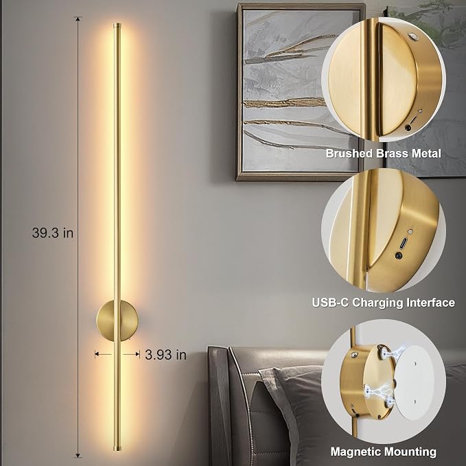 Battery Operated Modern Wall Sconces Set of Two, Rechargeable Wireless Wall - Image 6