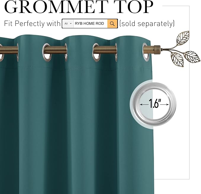 RYB HOME Room Divider Curtains Thermal Insulated Noise Reduce Privacy Window - Image 2