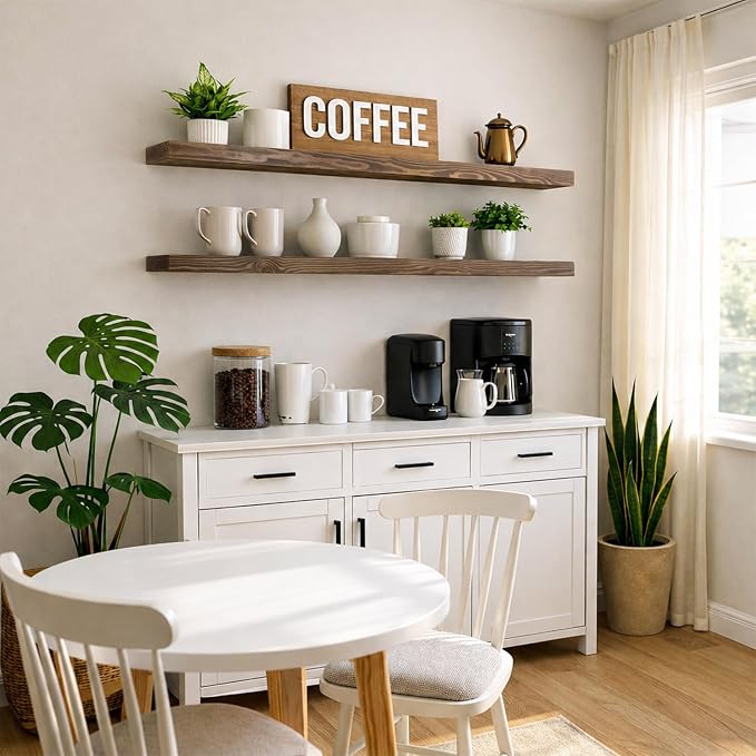60 Inch Floating Shelves, 8-Inch Deep High-End Solid Wood Long Floating Shelves - Image 2