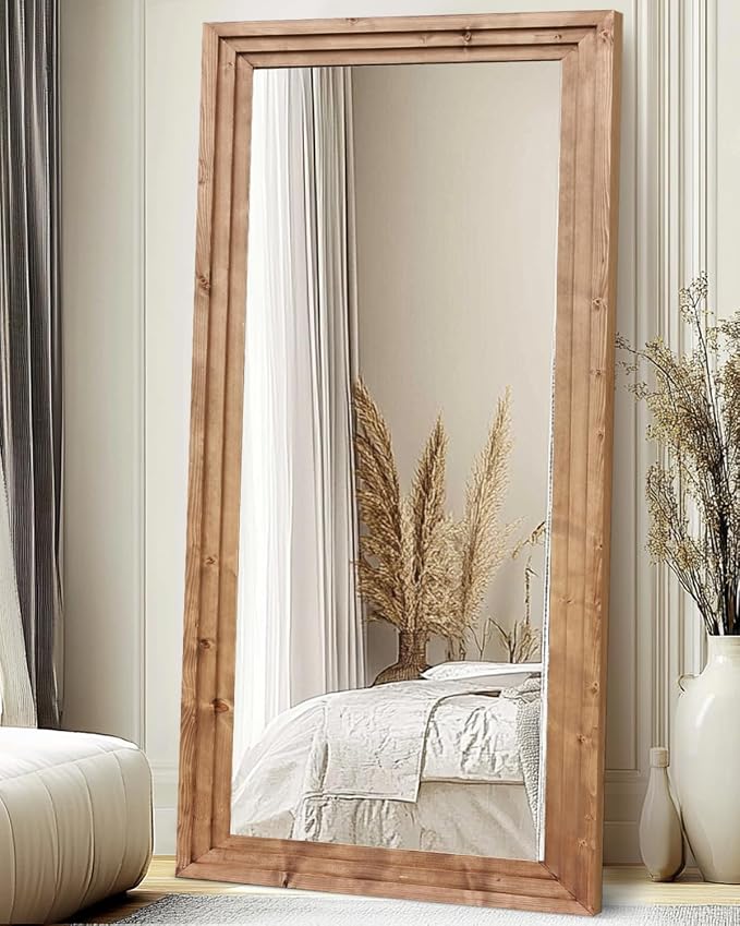Full Length Mirror 76"x34" Solid Wood Frame Floor Large Mirror - Image 7