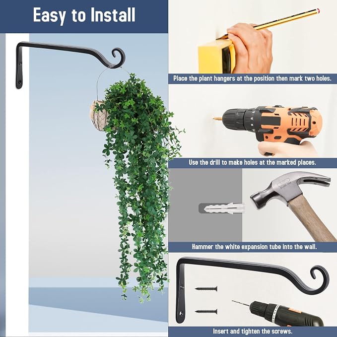 FEED GARDEN Wall Hooks for Hanging Plants 10 Inch - Image 6