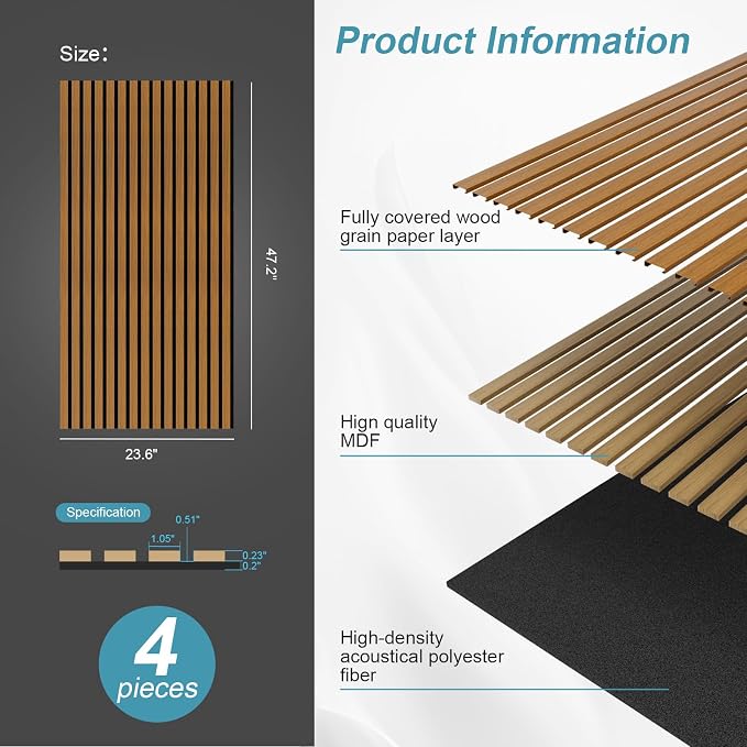 Wood Slat Acoustic Wall Panels-3D Fluted Sound Absorbing Panel - Image 4