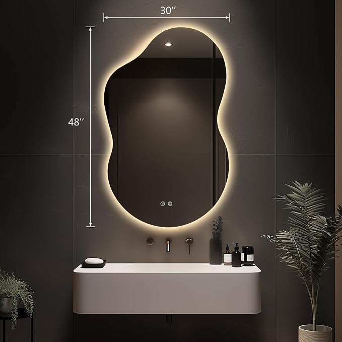 48"x30" Irregular LED Lighted Vanity Mirror - Image 7