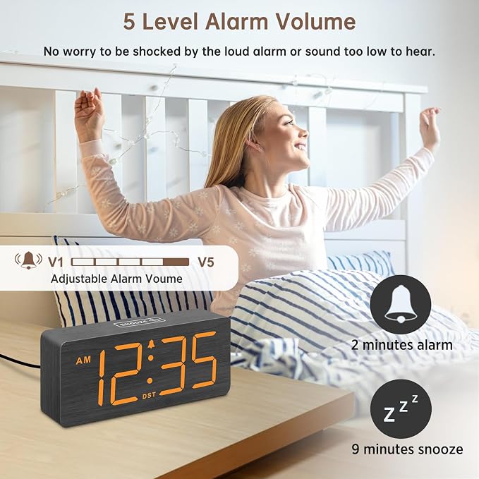 DreamSky Wooden Digital Alarm Clock - Image 3