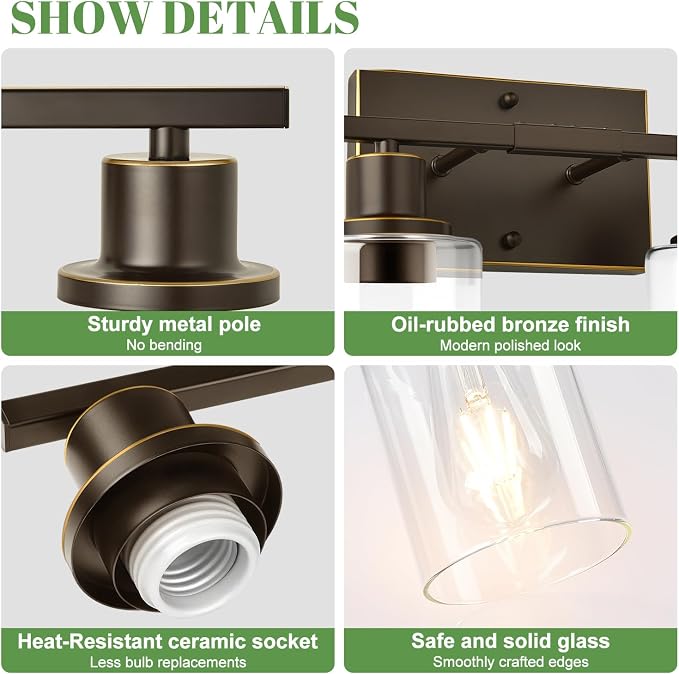MOKATNG 4-Light Bathroom Light Fixtures, Vanity Light - Image 3