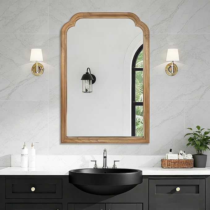 Wood Bathroom Mirror for Wall, 36 x 24 Inch Large Decorative Wall Mirror - Image 8
