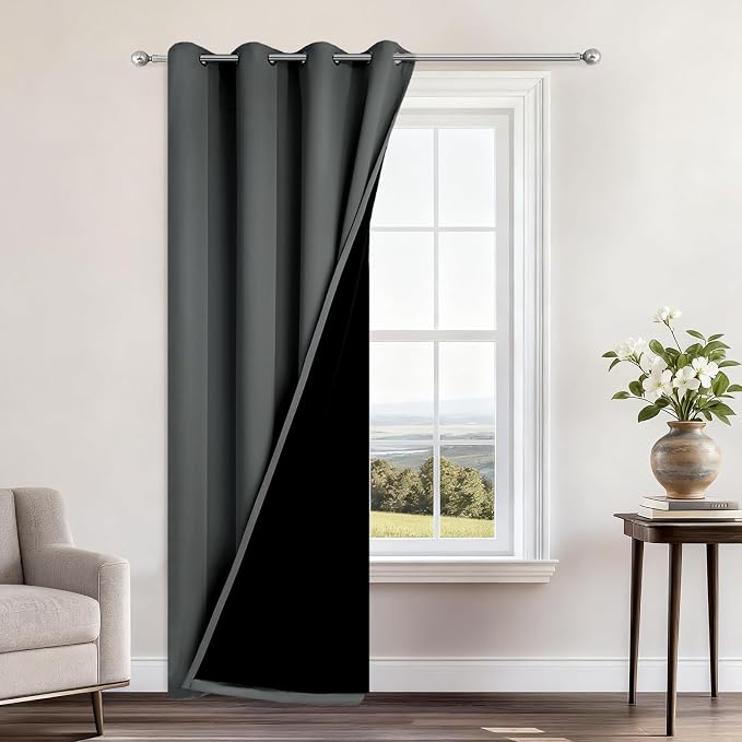 Yakamok 100% Blackout Curtains 84 Inches Long, 2 Thick Layers Heat and Full by Yakamok