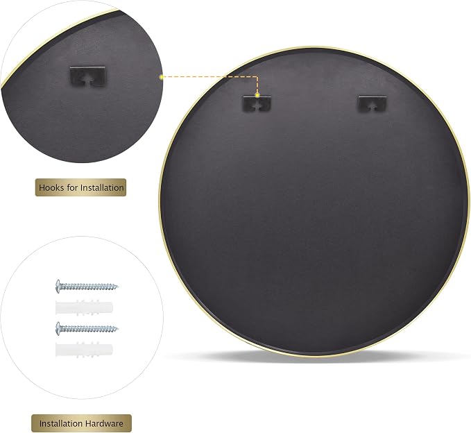 VooBang Round Mirror 19.6" Gold Wall Mounted Circle Mirrors Vanity Mirror - Image 7