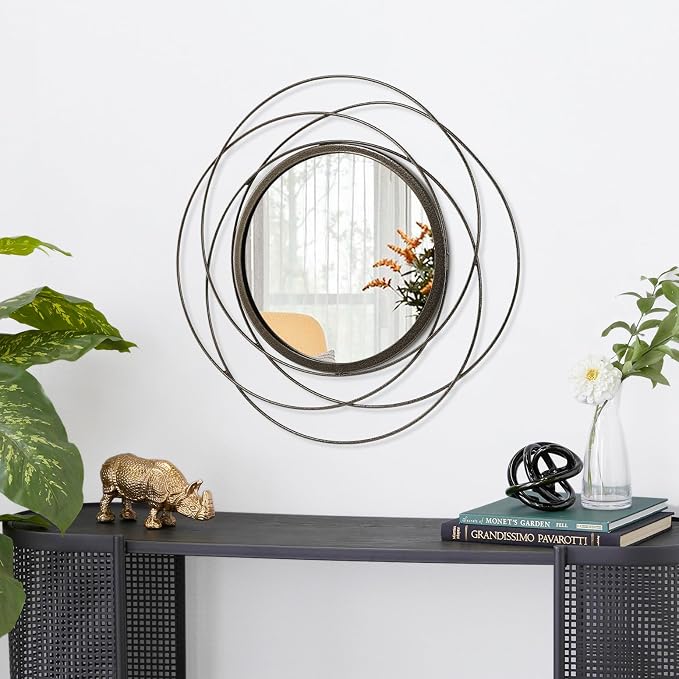 Wall Mirror Mounted Small Round Decorative Mirrors, Circle Metal Art Mirror Home - Image 2