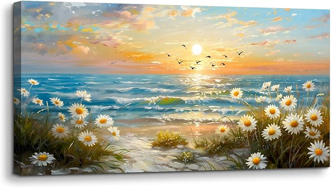 SERIMINO Large Canvas Wall Art Prints, Ocean Sunset Landscape Canvas Prints by SERIMINO