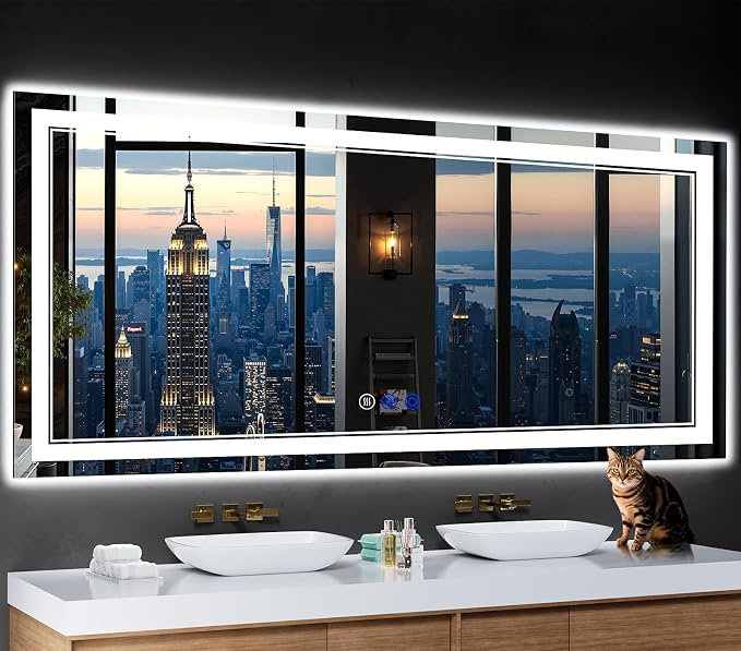 72"x32" LED Bathroom Mirror by INFINIGLASS