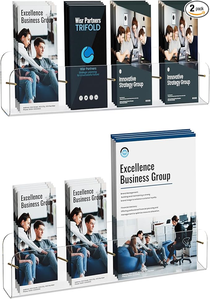 HIIMIEI Brochure Holder Wall Mount, Pamphlet Display Stand by HIIMIEI