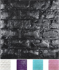 11PCS 3D Wall Panels Peel and Stick Faux Brick Wallpaper Black Self Adhesive by Yutianli