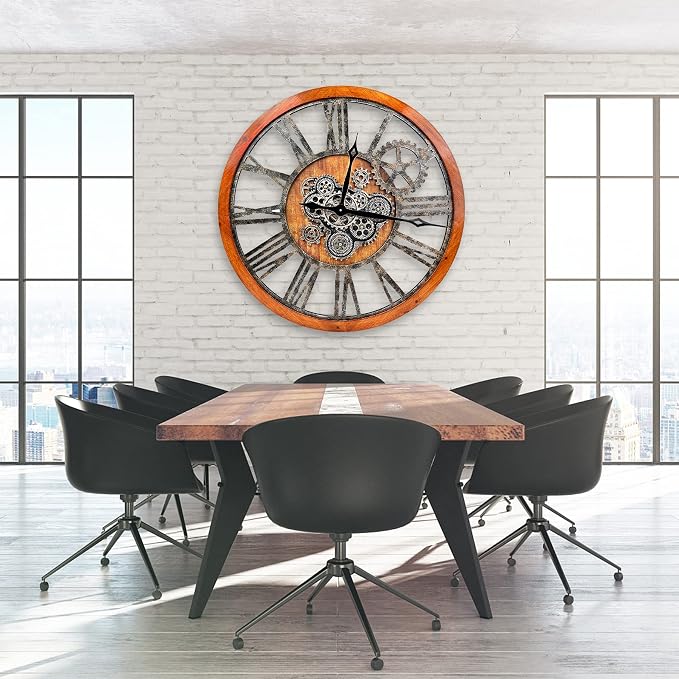 The B-Style 36" Large Moving Gear Wall Clock Oversized Vintage Farmhouse Wall - Image 6