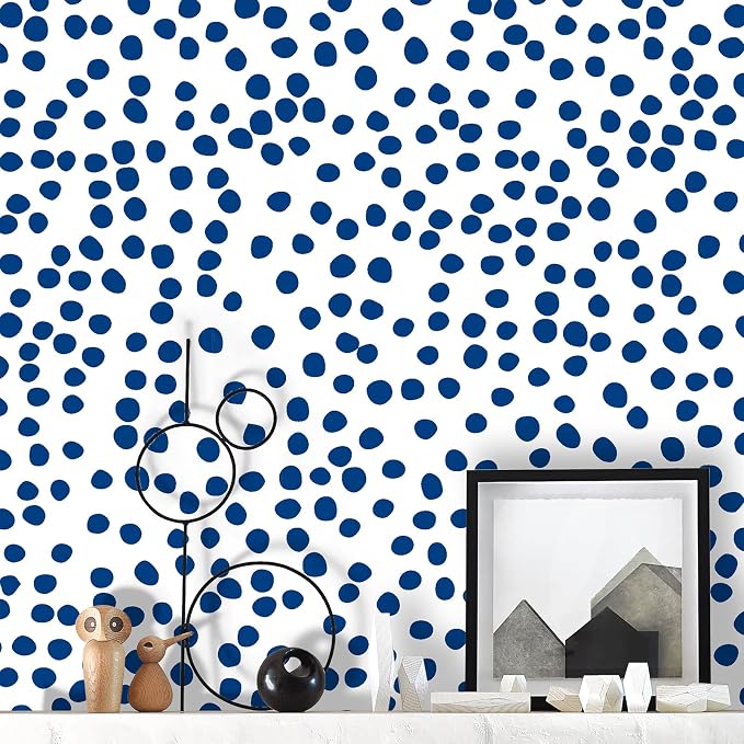 Jeweluck Blue Polka Dot Peel and Stick Wallpaper Blue and White Contact Paper by Jeweluck