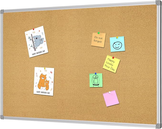 Lockways Cork Board Bulletin Board, Double Sided Corkboard 36" x 24", by Lockways