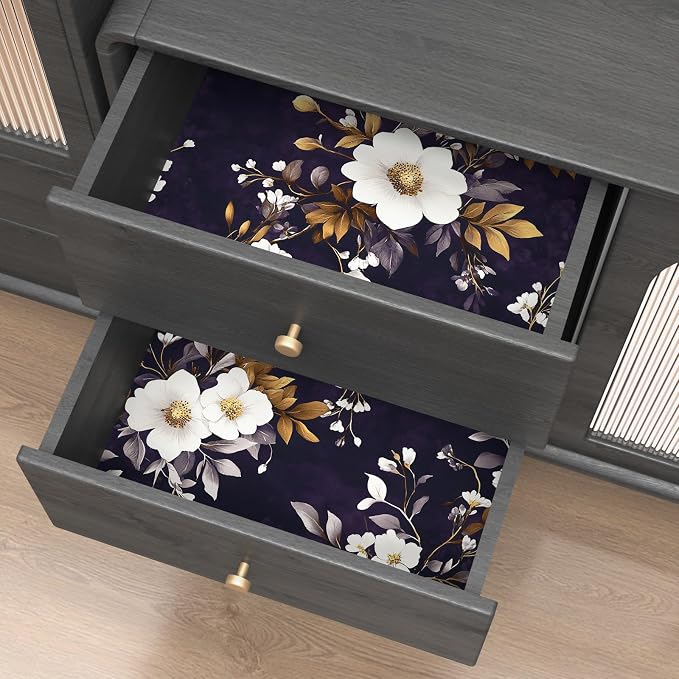 Vintage Floral Wallpaper Peel and Stick Purple White Flowers Contact Paper - Image 8