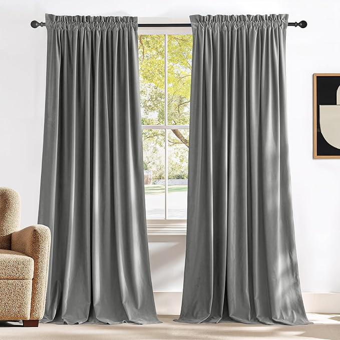 NICETOWN Super Soft Velvet Curtains 84 inches, Sound Reducing Cold Heat by NICETOWN