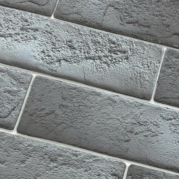100 Whitewash Grey Faux Brick Wall Tiles, 3D Thin Brick Veneers by TORURAL
