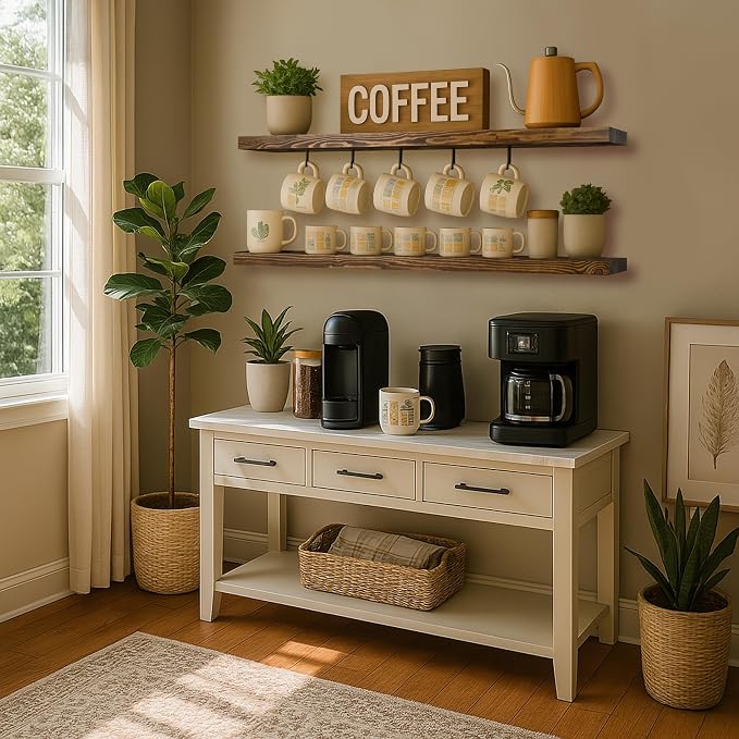 BGMG Wood Floating Shelves for Wall 54 inch Set of 2, Dark Walnut Floating - Image 6