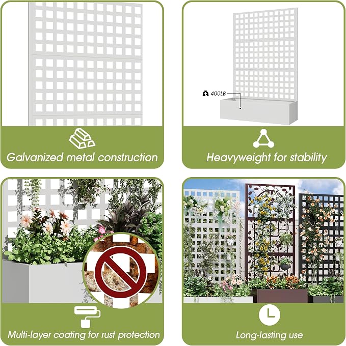 Metal Planter Box with Trellis, Planter Box Trellis with Privacy Screen and - Image 4