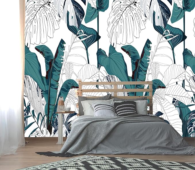 XMPMBM-Modernity Simple Geometrical Banana Leaf Fabric Wallpaper Abstraction by XMPMBM-Wallpaperthatwontpeeloff