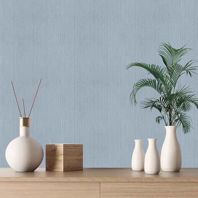Blue Grasscloth Peel and Stick Wallpaper Texture Self-Adhesive Contact Paper - Image 4