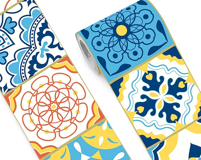 FLFK Wallpaper Border Tile Stickers Peel and Stick Wall Border by FLFK