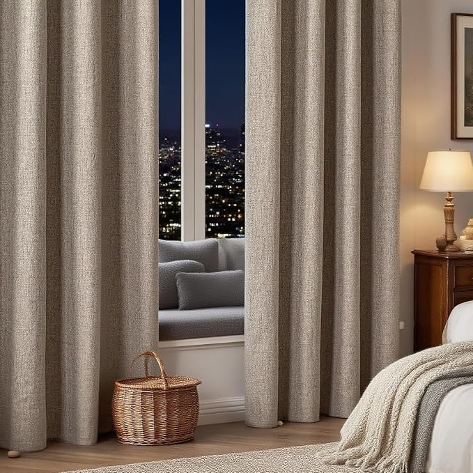 IGEMAEVE Linen Blackout Curtains 108 Inches Long by IGEMAEVE