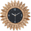 Honiway Wall Clock Battery Operated 12 in Rustic Wood Boho Sunburst Decorative by Honiway