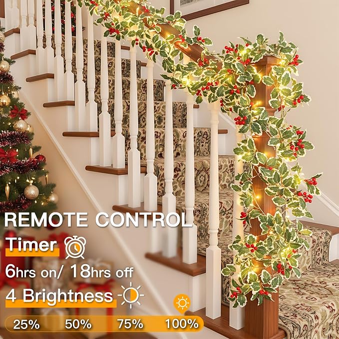 suddus 40 LED Christmas Fairy Lights Battery Powered, 12.5ft Vine String Lights - Image 6