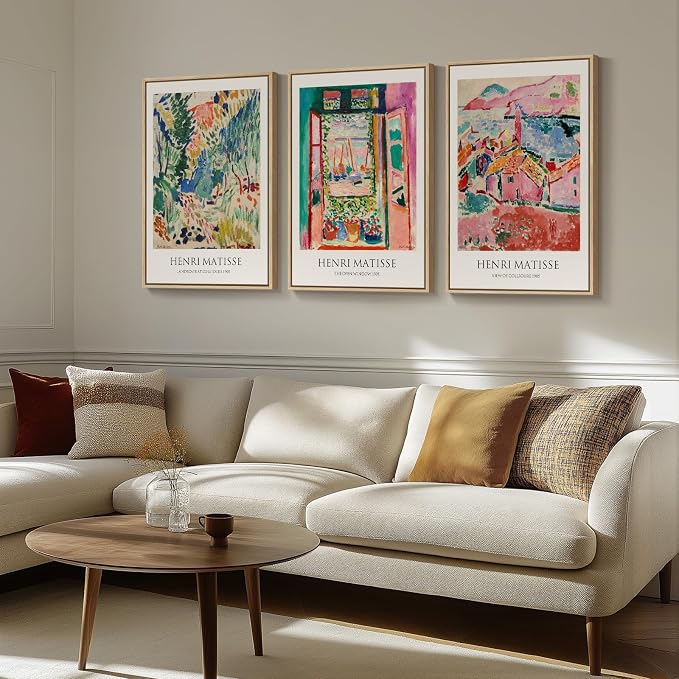 Large Framed Matisse Wall Art for Living room, 3 Piece Colorful Abstract Canvas - Image 3