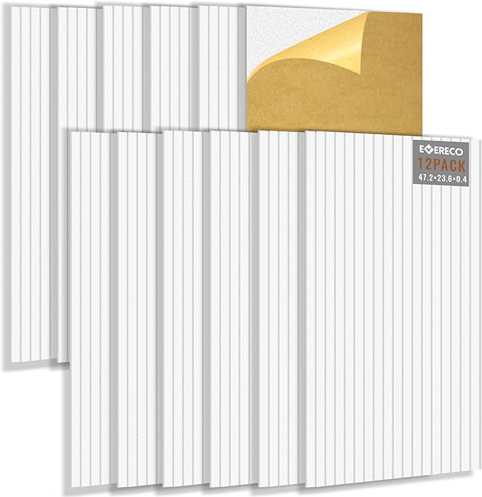 EVERECO 12 Pack Large Acoustic Panels, 47.2×23.6×0.4 inches, Soundproof Panels by Unknown