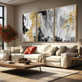 YJYart Gold Wall Art Abstract Wall Art Living Room Decor Black and White Canvas by YJYart