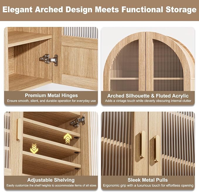 INNOD 4-Tier Arched Bathroom Wall Cabinet - Image 3