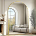 Arched Full Length Mirror with Stand, Extra Large Gold Full Length Body Mirror by MirrMuse