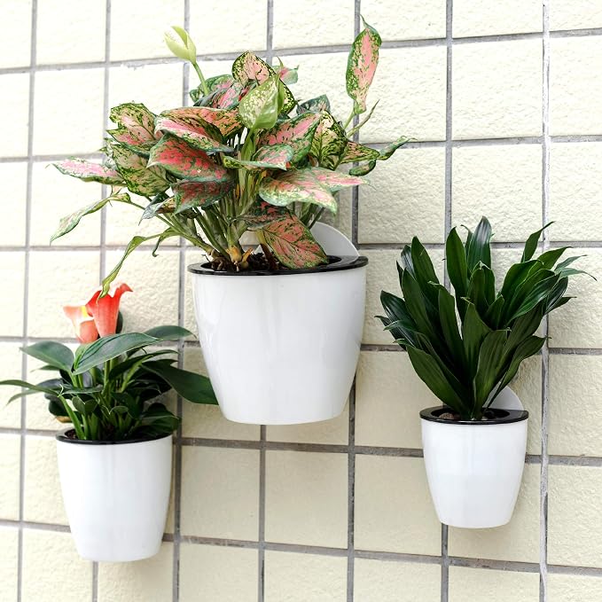 3 Pack Self Watering Wall Hanging Planter Pots Vertical Garden Window Hang - Image 2