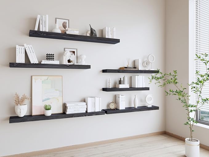 Wood Floating Shelves Set of 2, 36 Inch Long, 8 Inch Deep Solid Wood Wall - Image 5