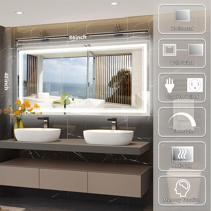 Ratsamee 84x40 Inch Led Mirror for Bathroom - Image 2