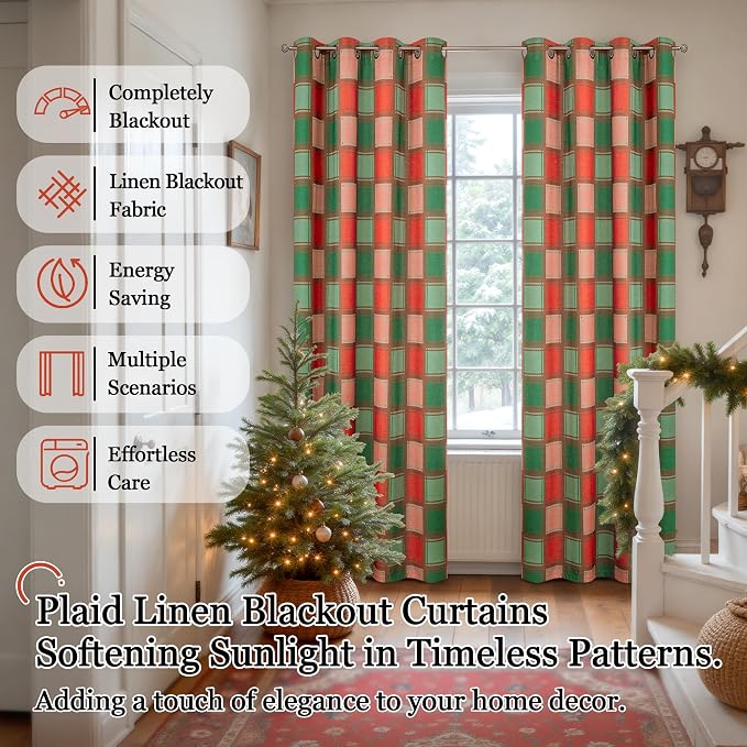 Lajode Plaid Curtains for Living Room 84 Inches Long - Image 6