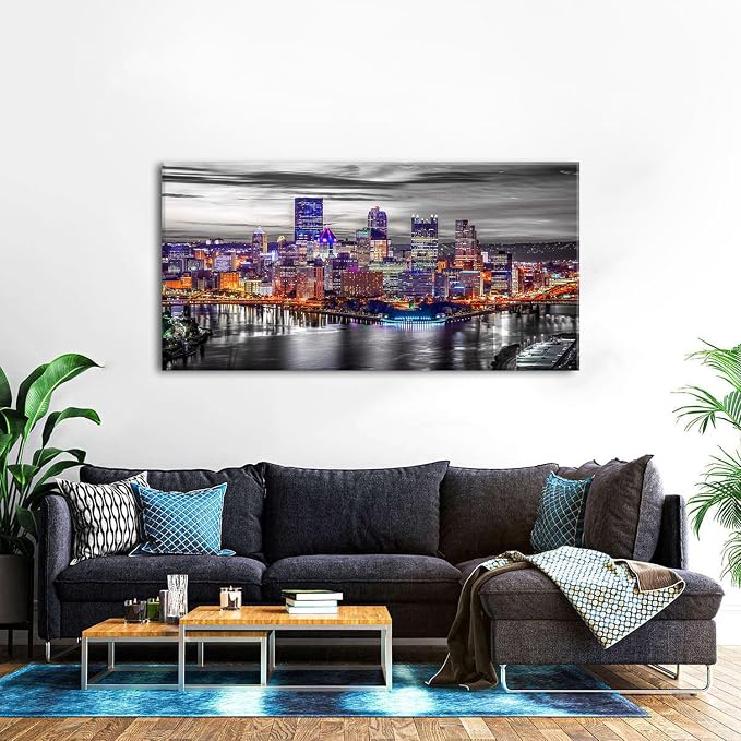 Extra Large Pittsburgh Wall Art Black and White Cityscape Wall Decor Modern - Image 3