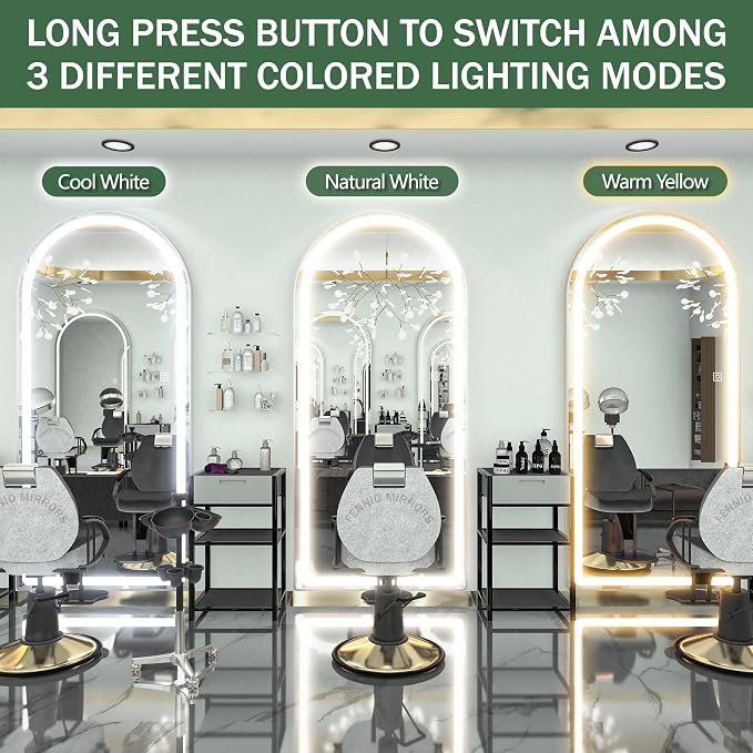 FENNIO Full Length Mirror with Lights, Free Standing Lighted Floor Mirror - Image 5