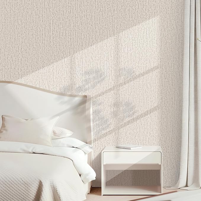 Grasscloth Peel and Stick Wallpaper Gray Faux Linen Contact Paper 15.7inch x - Image 3