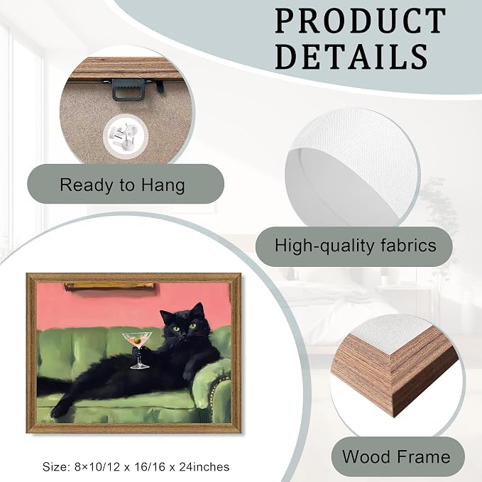 Fantasy Artists Humorous Black Cat Character Wall Art – Relaxed Anthropomorphic - Image 6