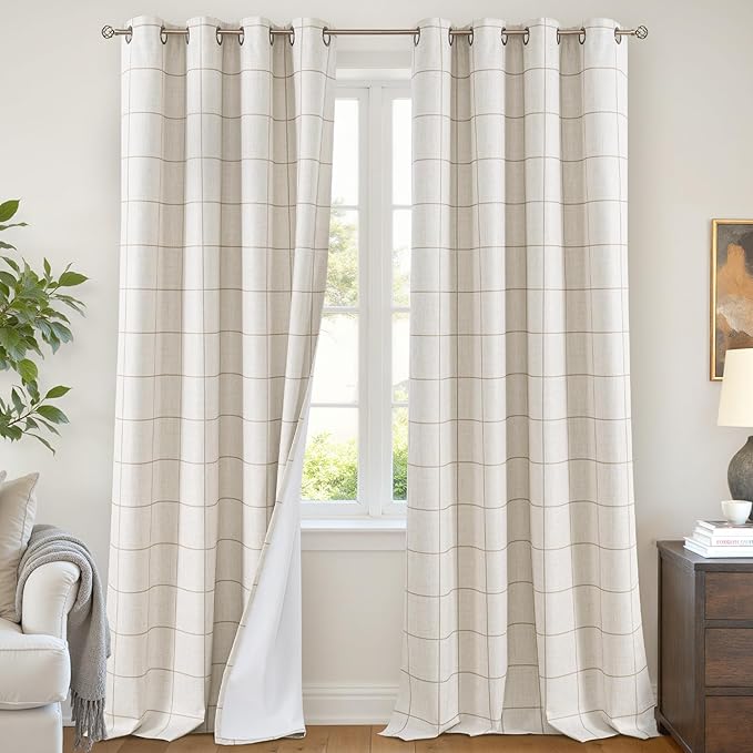 Lajode Plaid Curtains Pattern Printed 90 Inches Long by Lajode