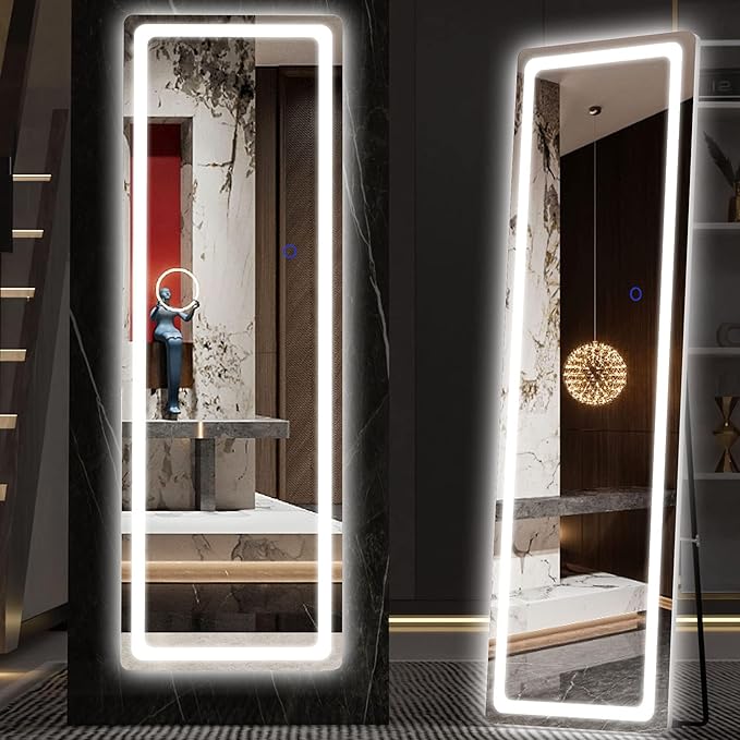 Hasipu Full Length Mirror with Lights, Full Body Dressing Standing, Hanging by Whatssuitableisthebest