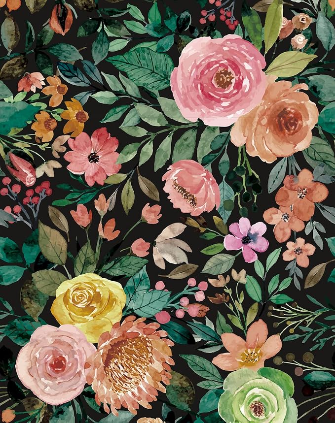 JiffDiff Blooming Floral Wallpaper Peel and Stick Pink Impressionist Floral by wallpaper
