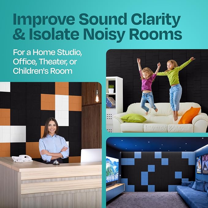 Acoustic Panels 12-Pack Soundproof Wall Panels 12"x12"x0.4" Decorative Sound - Image 7