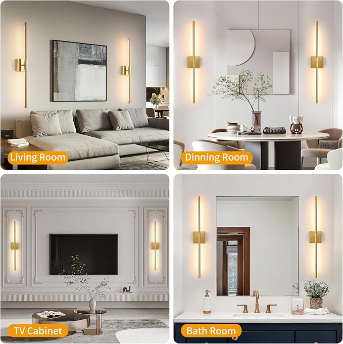 Morauroral 36 Inch Battery Operated Wall Sconces Set of 2, Dimmable Battery - Image 5